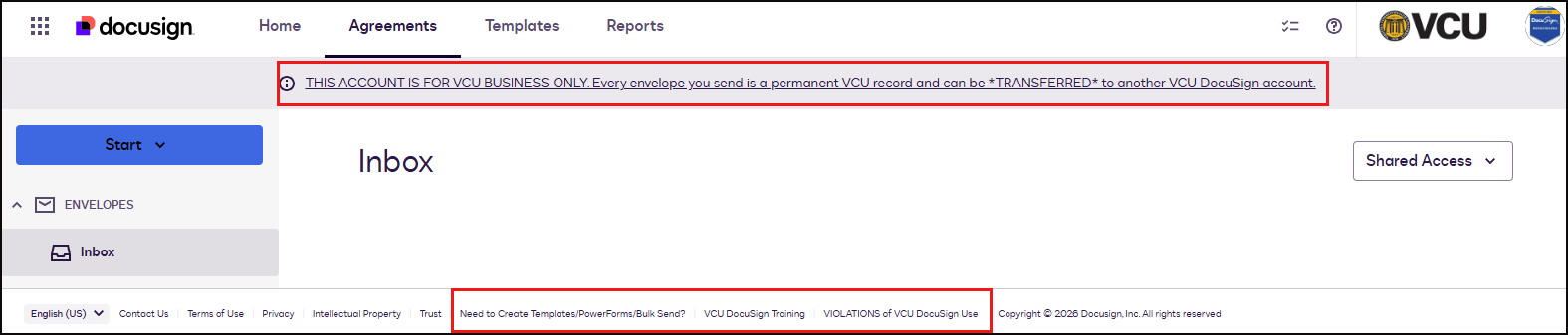 VCU DocuSign resource links